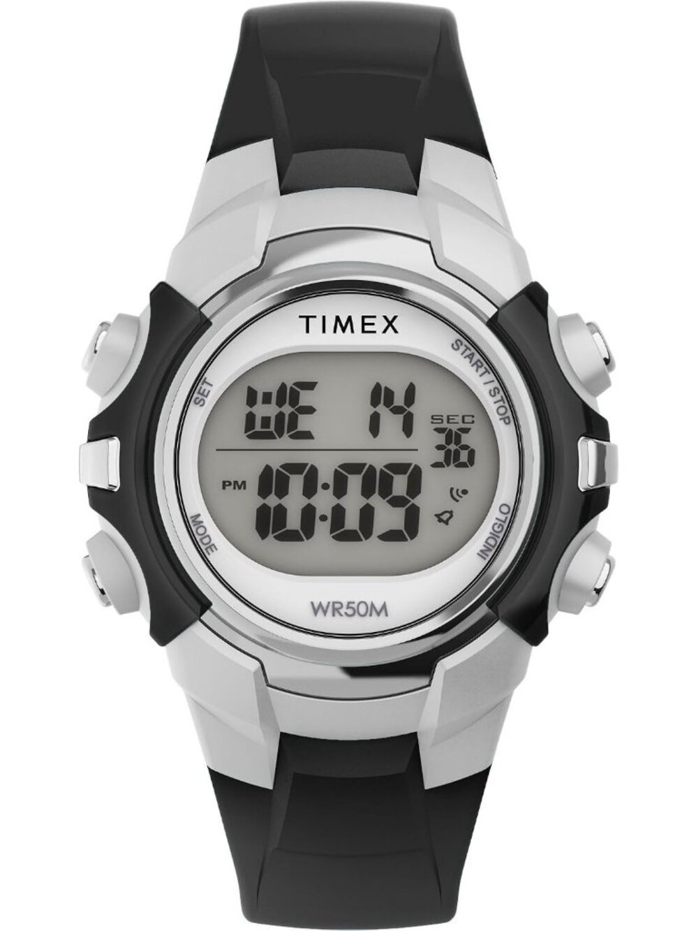 Unisex Black/Silver-Tone/Digital Dial 33mm Silicone Strap Quartz Wrist Watches